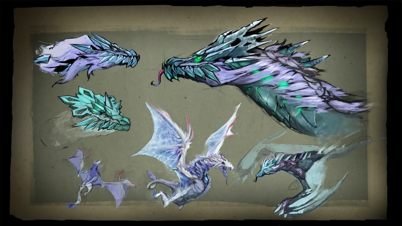 Archive sketches of the wyvern of the Old Keep