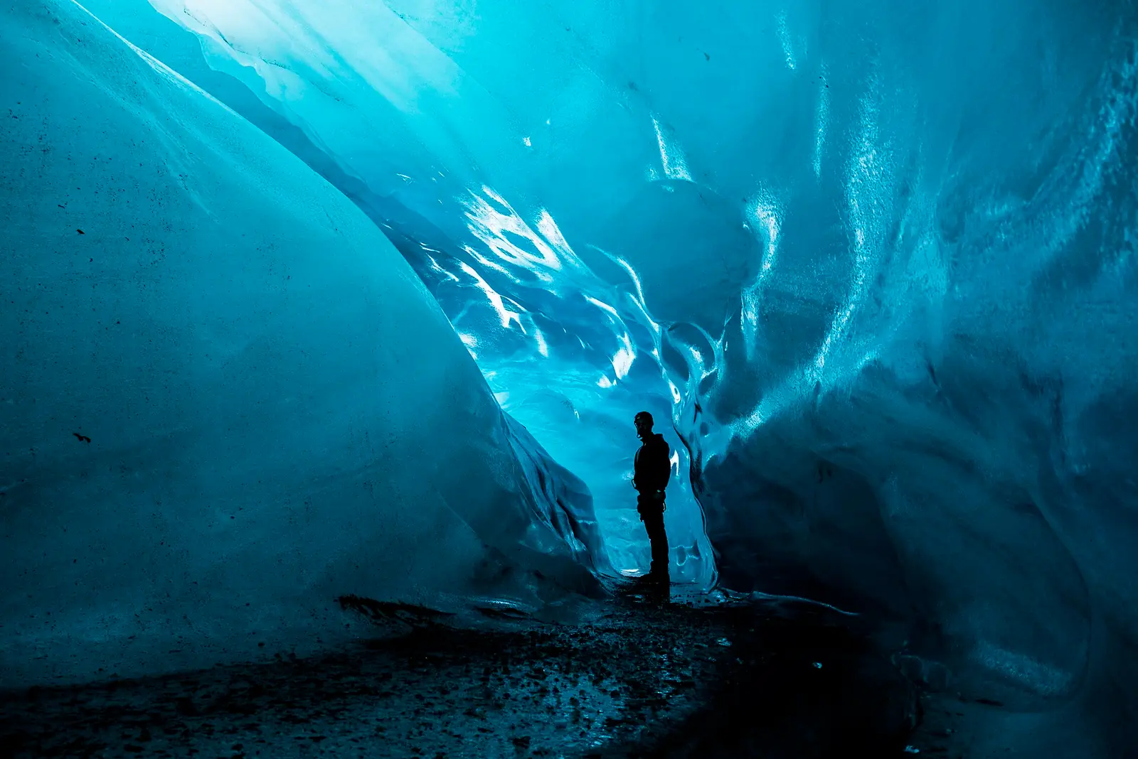 Blue ice cave inside the Blueheart Glacier